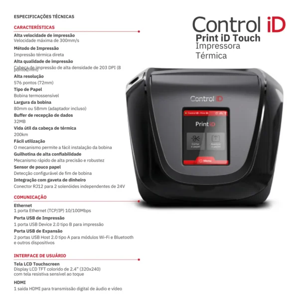 Impressora Control Id Print Id Touch Térmica - Imagem 4