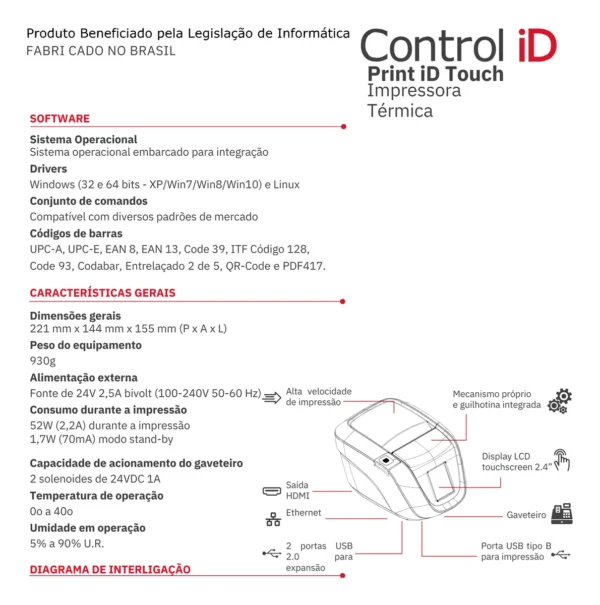 Impressora Control Id Print Id Touch Térmica - Imagem 7